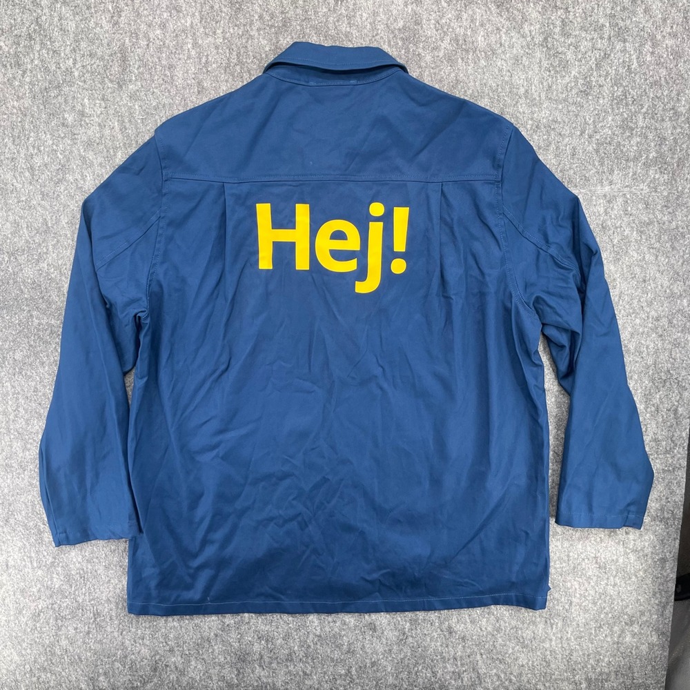 IKEA Jacket Mens Medium Blue Twill Workwear Overshirt Hej! Chore